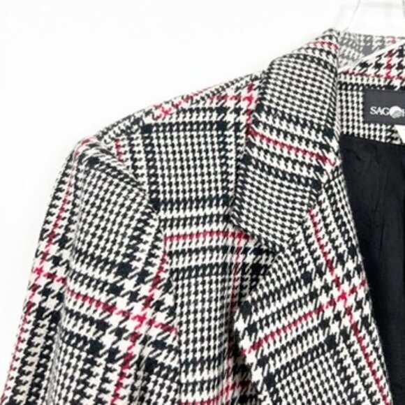 Vintage Sag Harbor Glen Plaid Blazer Houndstooth Wool Blend Women's Size 14 - Picture 3 of 15